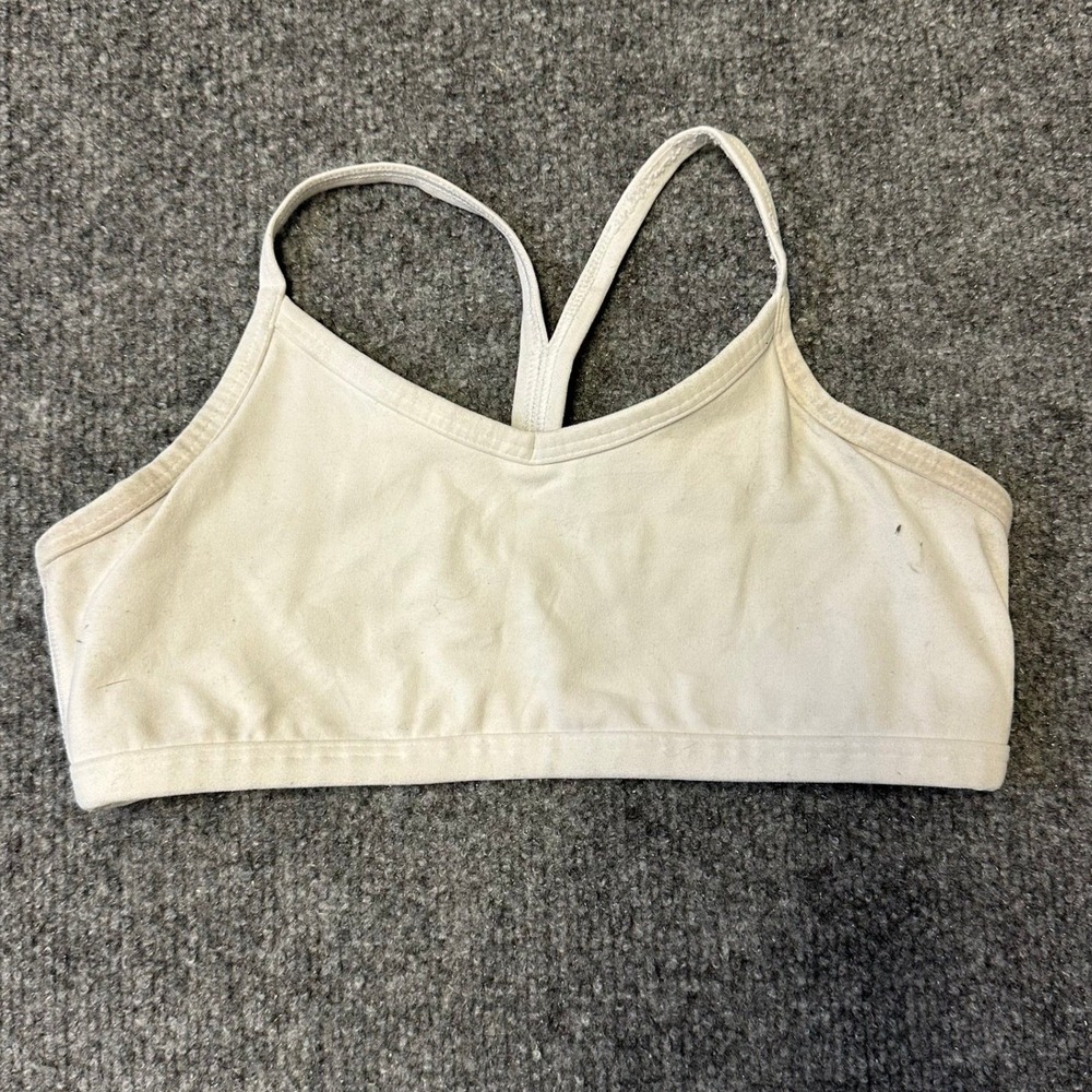 Athleta Sports Bra Womens Size XS Cream Racerback Activewear Yoga Stained